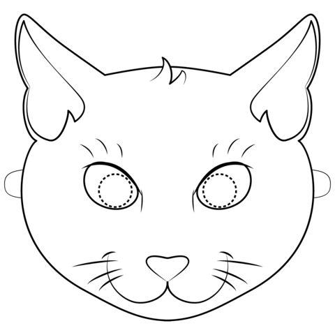 Black Cat Mask Coloring Page